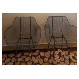 Pair of Contemporary Sculptural Metal Wire Mesh Armchairs - Modern Industrial Design