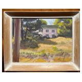 1959 Oil Painting House in the Woods - Signed Armand Merizon - Framed Landscape