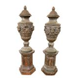 Fantastic pair of monumental 20th century bronze 3 part garden urns www.SouthJerseyAuction.com