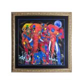 Lot #108 Tiefeng Jiang Serigraph - Elephant Family