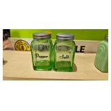 GREEN GLASS SALT AND PEPPER