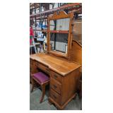 DRESSER WITH MIRROR AND STOOL