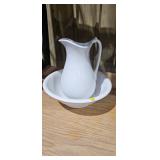 WHITE PITCHER AND BOWL