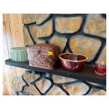 OVEN PROOF USA BOWL, SEWING BOX, ETC