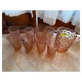 PINK CUBIST GLASSES AND PITCHER
