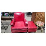 RED CHAIR AND OTTOMAN
