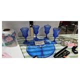 COBALT BLUE PLATTER / GLASSES