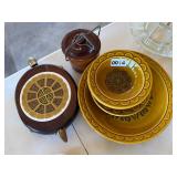 CERAMIC CHEESE CROCK, DECORATIVE PLATES, TURTLE CHEESE BOARD
