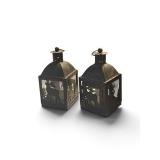 Pair Rustic Metal Elk Deer Pine Tree Candle Lanterns Lodge Cabin Decor
