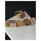 10K Gold Knight's Helmet Signet Ring & Gold-Tone Heraldic Bracelet