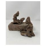 Two Mayan Symbolic Union Terracotta Sculptures