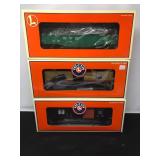 Trio of O Scale Lionel Rail Cars in Original Boxes