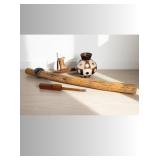 Carved Wood & Spun Pottery - Rain Stick, Signed Pot & More