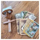 Early 20th Century Wooden Stereoscopic Viewer and Image Slides