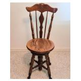 Oak Adjustable Height Swivel Desk Chair