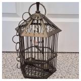 Castilian Imports Hexagonal Metal Birdcage, Perched Decorative Bird