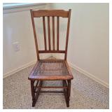 Vintage Wooden Rocking Chair with Cane Seat