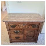 Antique Wooden Cabinet with Marble Top