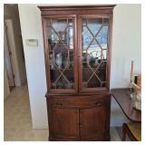 Mid-Century Traditional Mahogany Buffet Display Hutch