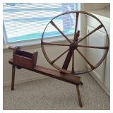 Rustic Country-Style Wooden Spinning Wheel