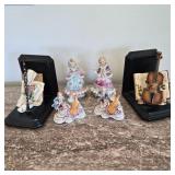 Rococo Style Porcelain Figurines & Book Ends