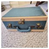 Turquoise & Beige Suitcase Sewing Box & Patterns
