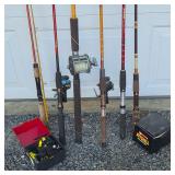 Vintage Sportsman, Marado & Harbormaster Fiberglass Rods with Reels