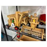 #286 Fagus German Wooden Toys Group incl. Fork Lift Truck, Fire Engine, Garbage Tipper Truck,