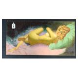 #1020 Mixed Media Painting of Redhead Nude by Earl Moran (18x36) 