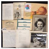 #1032 Gloria Moran Lot Inc. Photo of Gloria, Autograph, Calander Art , Letters From Hallmark, Earl &