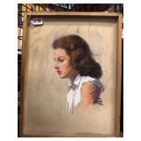 #1036 Original Earl Moran (20-1/2x27) Chalk on Stretched Canvis