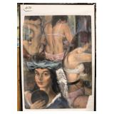 #1038 Original Mixed Media by Leo Nowak 23x30)Woman in the Stage of Undress