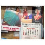 #1063 Lot of 3 Pin-Up Girl Calendars Inc. 1940 Brown & Bigelow Girl in Red Top with Blue Pants