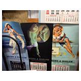 #1064 Lot of 3 Pin-Up Girl Calendars Inc. Earl Moran Green Woman in Mirror