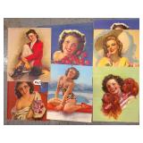 #1067 Lot of 8 Pin-Up Girl Headers Signed By Zoe Mozert Inc. Woman with Iris