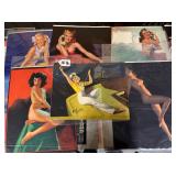 #1076 Lot of 6 Pin-Up Girl Calendar Headers Signed by Earl Moran  Inc. "Smooth Sailing 