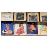 #1080 Lot of 4 Large pin-Up Girl Calendars Inc. Girl in Blue with Roses Signed by Zoe Mozert