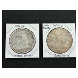 #2704 Lot of 2 Trade dollars incl. 1876-S & 1877-S w/ Chop Marks
