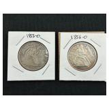 #2705 Lot of 2 Seated Liberty half dollars incl. 1853-O & 1856-O