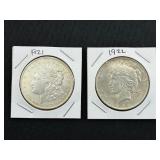 #2707 1921 Morgan Silver Dollar & 1922 Peace Silver Dollar