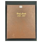 #2714 Half Cents Book (1793-1857) of 12 coins incl. 1803, 1805 large 5 stems, 1809 circle inside O, 