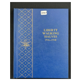 #2727 Liberty Walking Halves Book of 40 Coins. Years ranging from 1916 - 1940-S (Missing 5 coins- 19