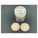 #2757 Roll of (20) Barber half dollars