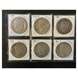 #2680 6 Silver Dollars- Morgan, Peace, Various Years & Conditions