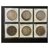 #2684 6 Silver Dollars- Morgan, Peace, Various Years & Conditions