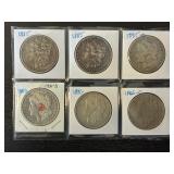 #2688 6 Silver Dollars- Morgan, Peace, Various Years & Conditions