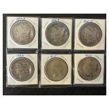 #2690 6 Silver Dollars- Morgan, Peace, Various Years & Conditions