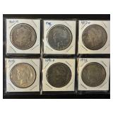 #2691 6 Silver Dollars- Morgan, Peace, Various Years & Conditions