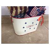 American-themed table setting in tin container