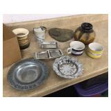 Assorted cat-themed home decor items